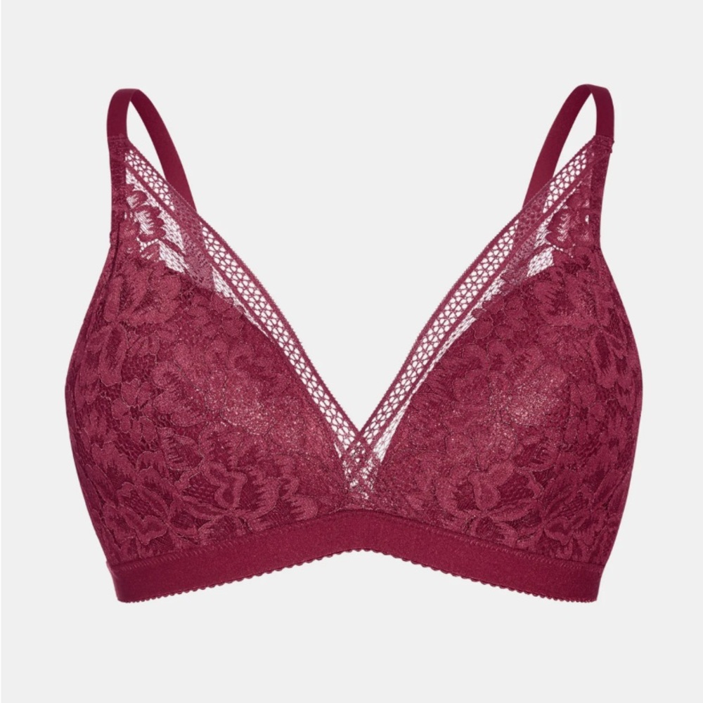 Knix women’s Deep V lace bralette size XXL burgundy red NWT!
